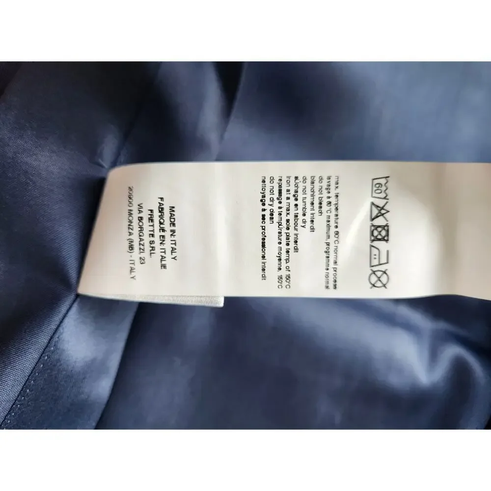 New Frette 2 Pc Set Porto Cotton King Shams Navy Sham Embroidery #02